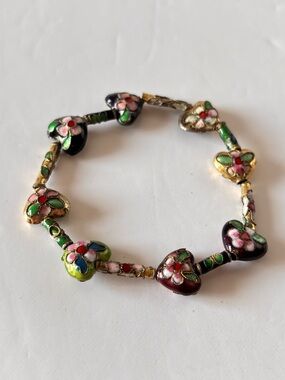 🌷5/25$ Elastic harts flowers cloisonne bracelet